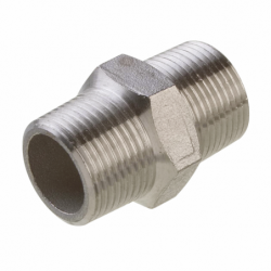 Sekskantsnippel, rustfri stål, 1 1/4"