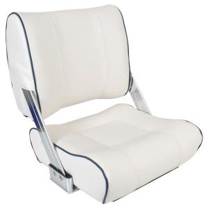 luxus sæde / styrestol - hvid med blå, bådsæde