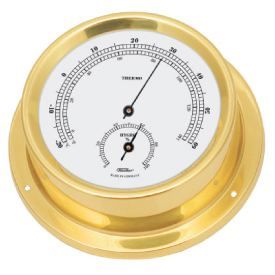 Fischer Termo- og hygrometer i poleret messing - med 84 eller 100mm skive.
