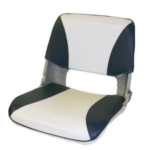 delux formstøbt pvc foldesæde - marineblå/hvid, bådsæde