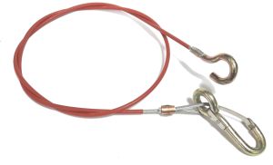 Sikkerhedswire til trailer - 970 mm, m. krog og karabinhætte