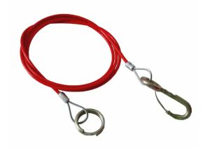 Sikkerhedswire med ring og karabinhage.1000 mm.